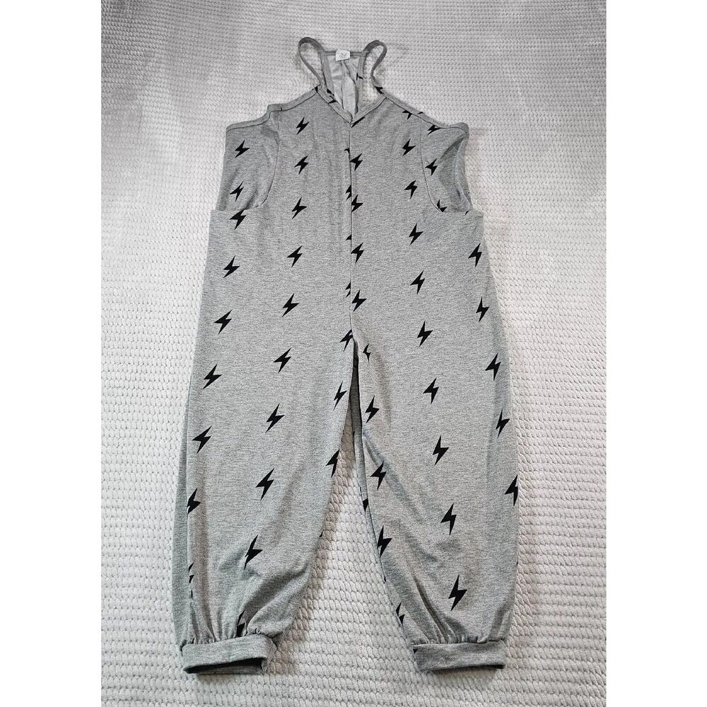 The Zig Zag Stripe Romper Womens Small Lightning Bolts Sleeveless Capri Jumpsuit